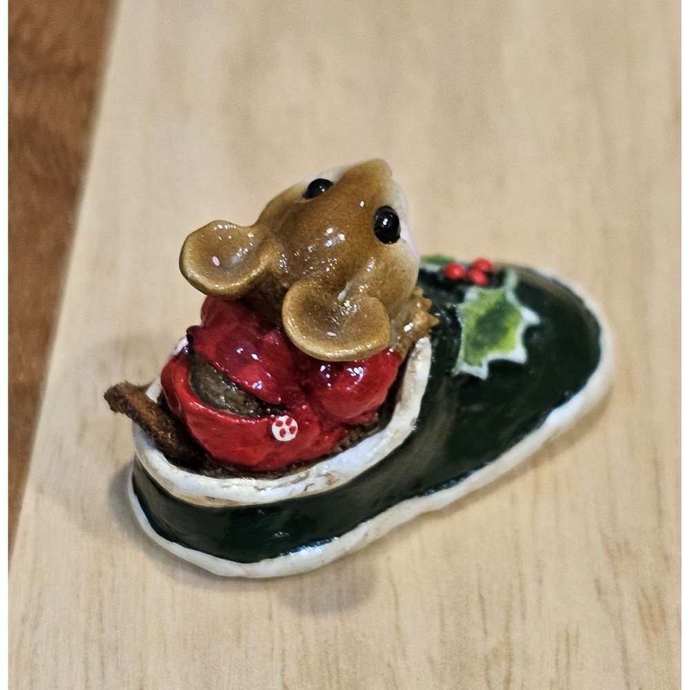 Wee Forest Folk M-166 Chris-Mouse Slipper Retired Signed AP, No WFF Box 1990 - Picture 6 of 10